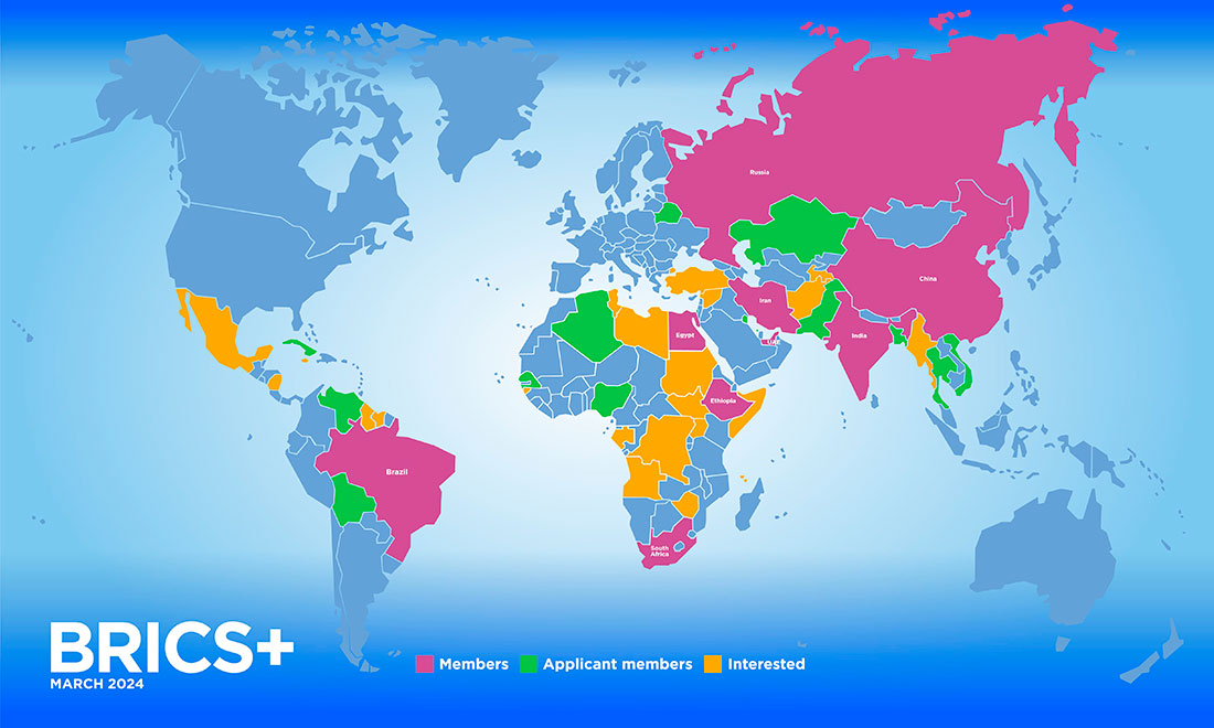 Карта стран-участников БРИКС